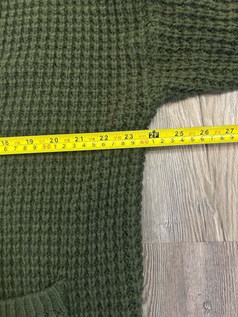 Waffle Knit Button-Down Cardigan, Deep Green, Size 2X - Picture 3 of 6